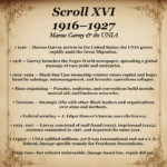Scroll XVI – 1916–1927: Marcus Garvey and the UNIA — celebrates Black internationalism and Freedmen self-determination.