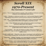 Scroll XIX – 1970–Present: Mass Incarceration — connects post-civil rights policing to modern carceral labor systems.