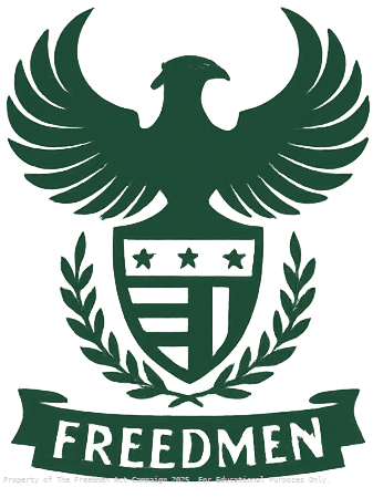 Freedmen Solutions visual showing restoration of housing, health, and justice systems